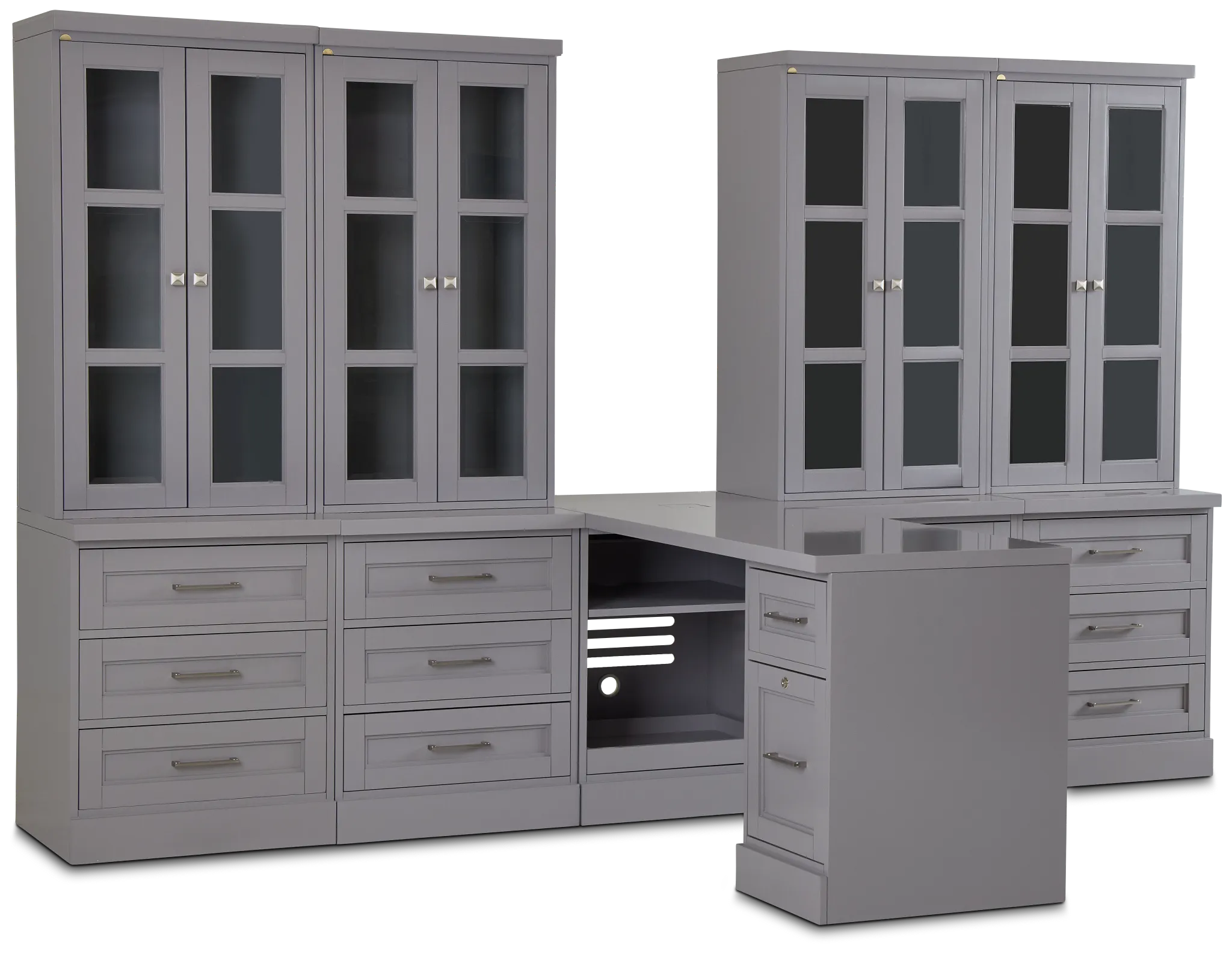 Newport Gray Large Peninsula Drawer Wall Desk