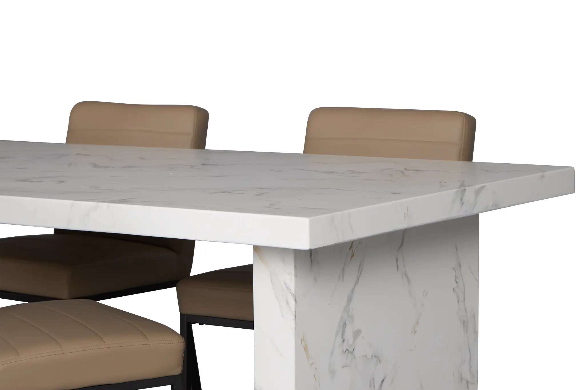 Viscaya White Table & 4 Light Taupe Upholstered Chairs Viscaya White Table & 4 Light Taupe Upholstered Chairs