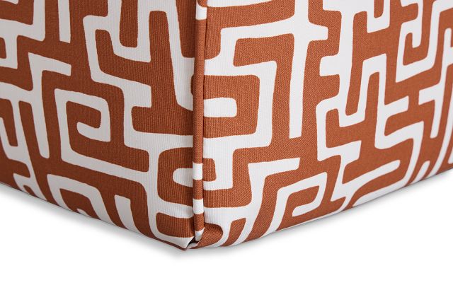 Enid Dark Orange Fabric Accent Pouf