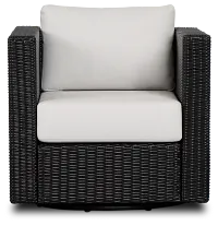 Montecito Black Swivel Chair With Light Beige Cushions