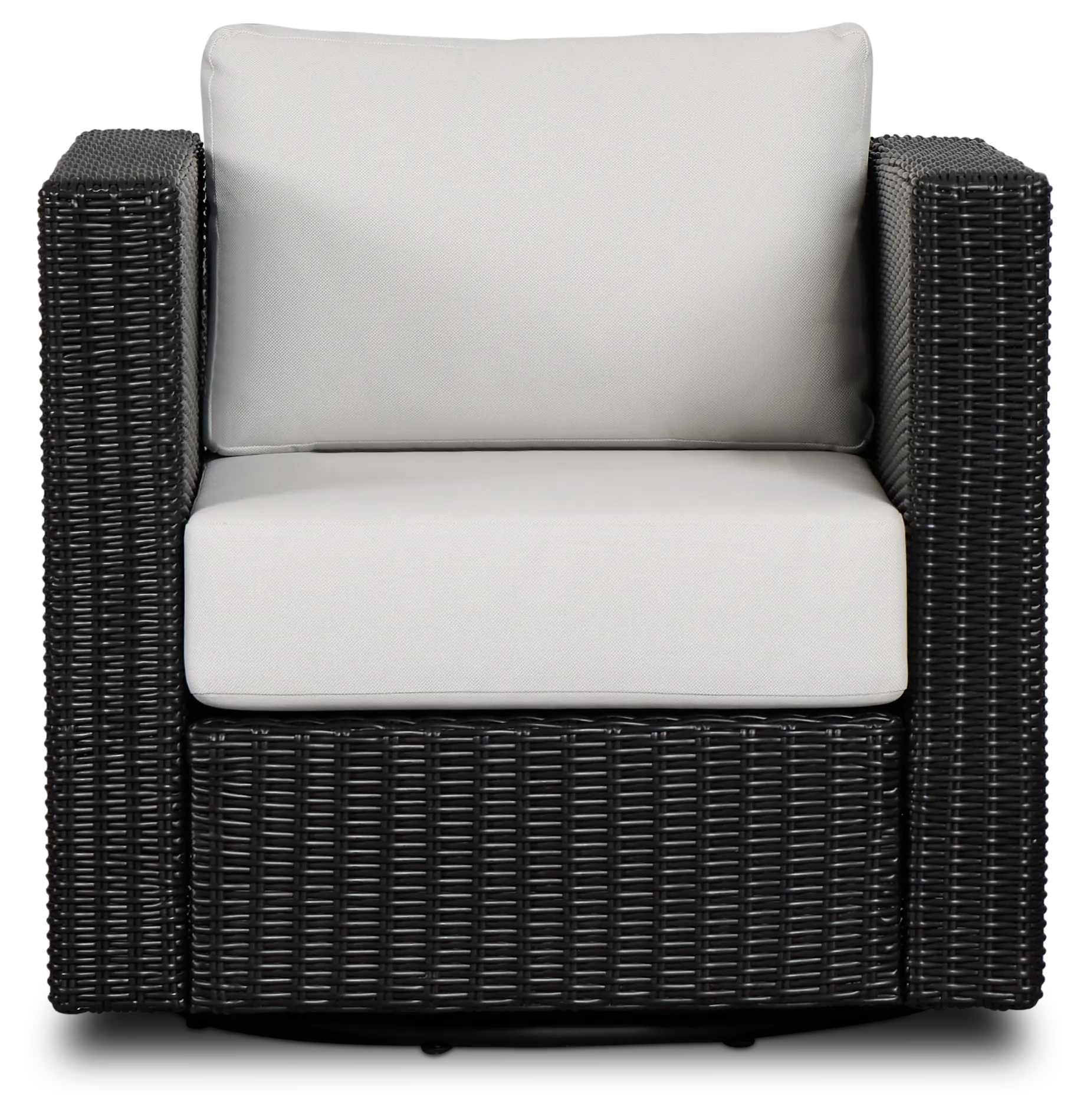 Montecito Black Swivel Chair With Light Beige Cushions