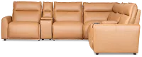 Edison Medium Brown Leather/Vinyl Large Dual Power Reclining Two-arm Sectional
