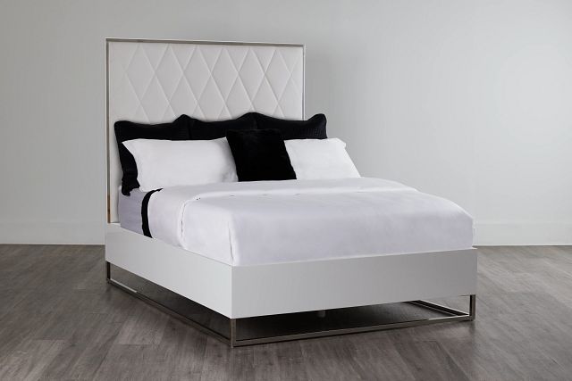 Miami White Uph Platform Bed