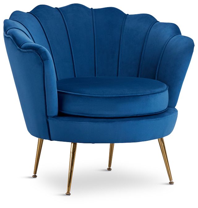 Lily Dark Blue Velvet Accent Chair