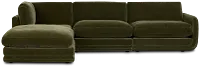 Jules Green Velvet 4-piece Left Facing Bumper Sectional