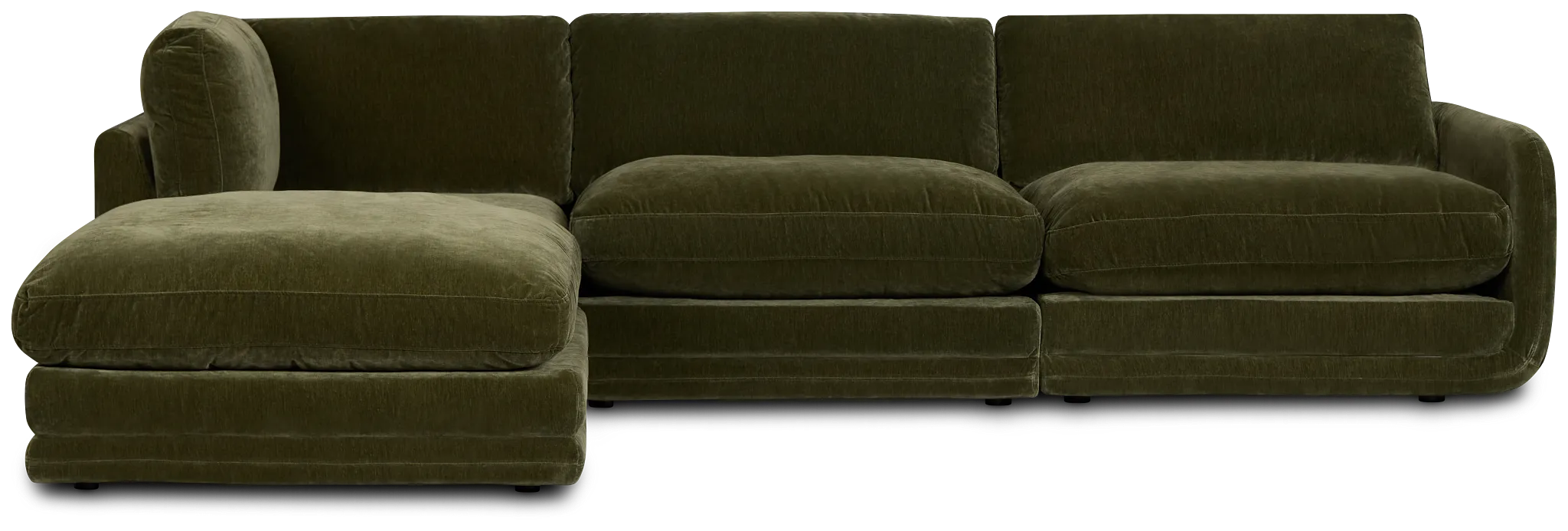 Jules Green Velvet 4-piece Left Facing Bumper Sectional