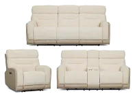Travis Light Beige Fabric Power Reclining Living Room
