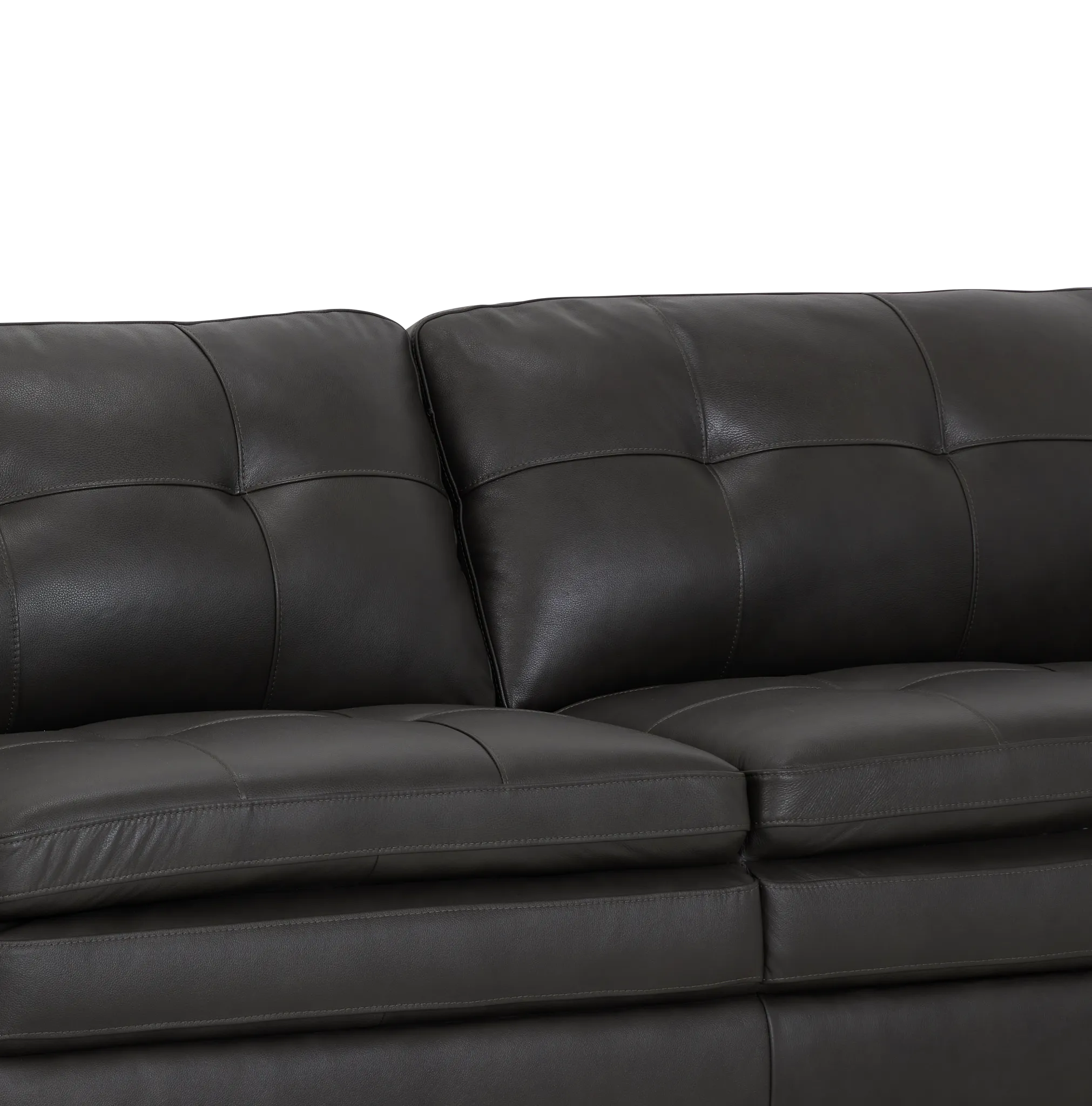 Braden Dark Gray Leather Medium Left Bumper Sectional