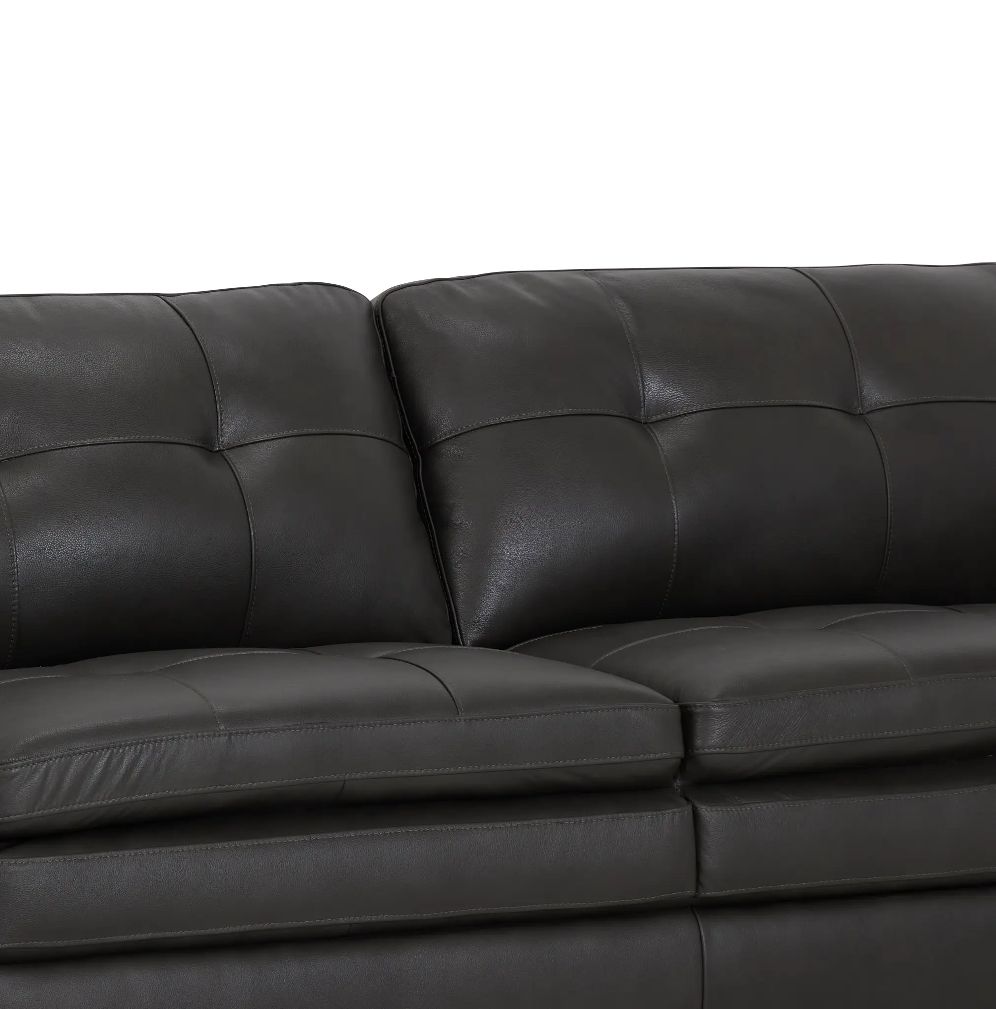 Braden Dark Gray Leather Medium Left Bumper Sectional Braden Dark Gray Leather Medium Left Bumper Sectional