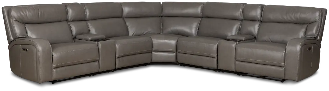 Jasper Gray Leather Large Dual Power Reclining Two-arm Sectional Jasper Gray Leather Large Dual Power Reclining Two-arm Sectional