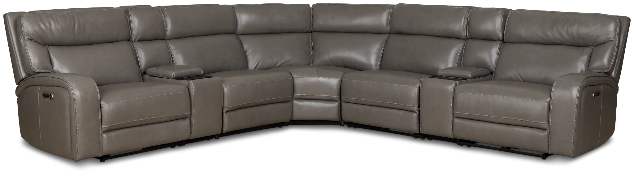 Jasper Gray Leather Large Dual Power Reclining Two-arm Sectional Jasper Gray Leather Large Dual Power Reclining Two-arm Sectional