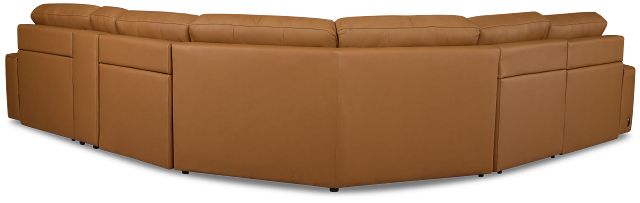 Rudy Brown Lthr/vinyl Medium Dual Power Right Extension Chaise Sectional