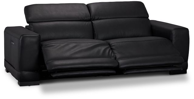 Lombardy Black Micro Power Reclining Sofa