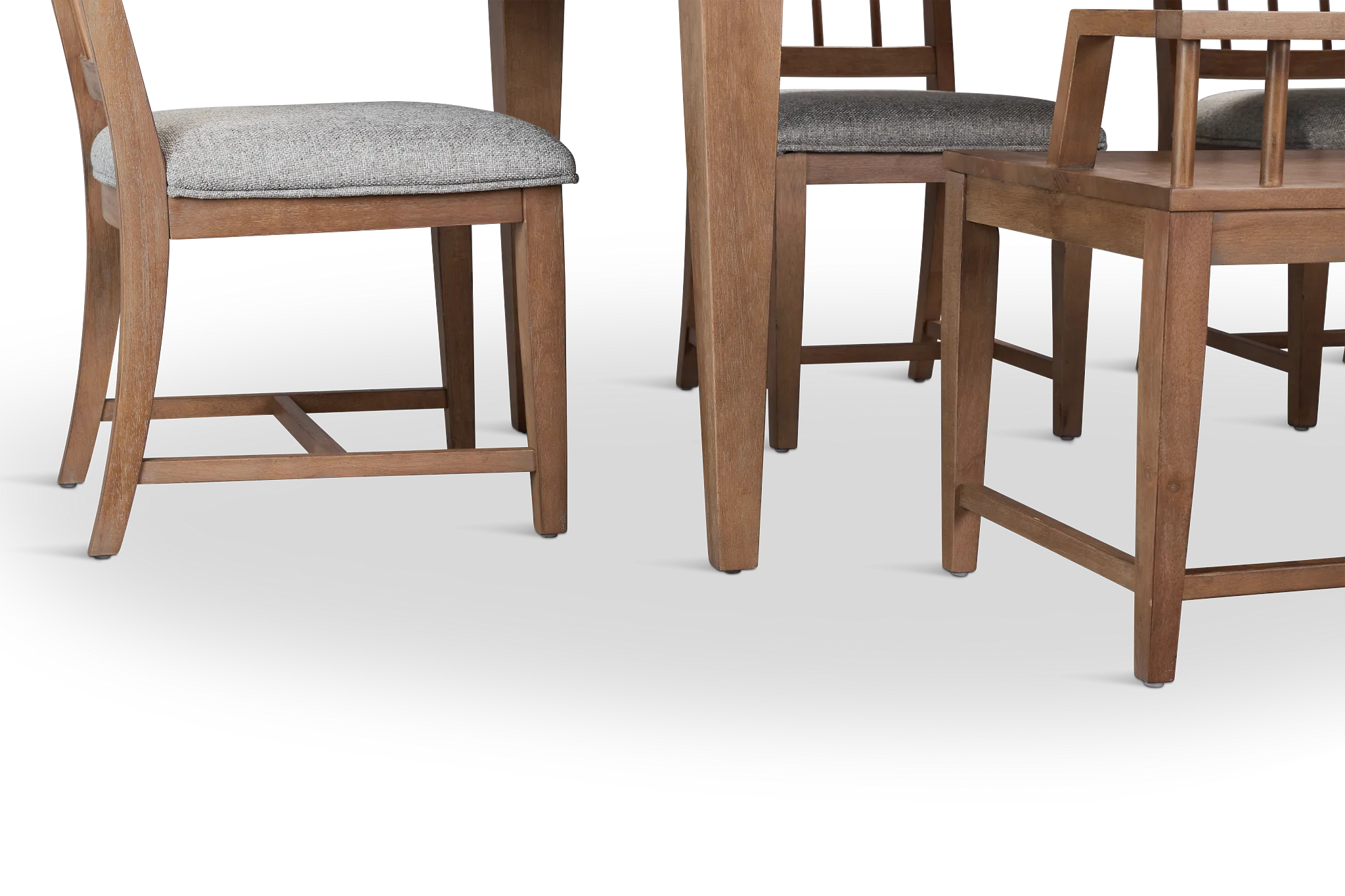 Provo Mid Tone Rect Table, 4 Gray Chairs & Bench