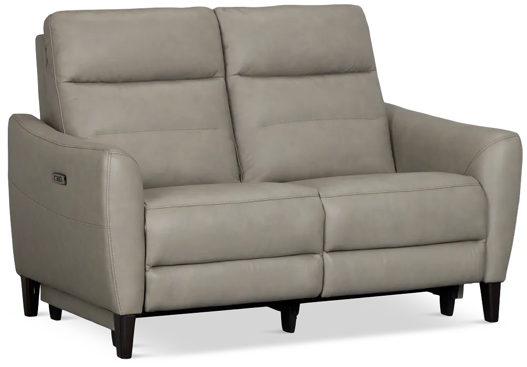 Keaton Gray Lthr/vinyl Power Reclining Loveseat W/ Power Headrest