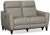 Keaton Gray Lthr/vinyl Power Reclining Loveseat W/ Power Headrest