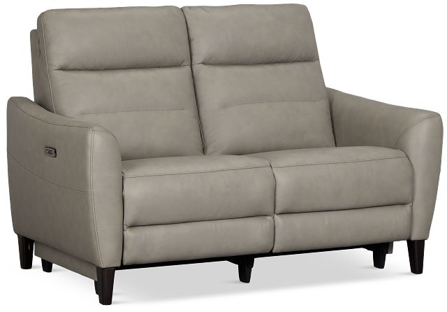 Keaton Gray Lthr/vinyl Power Reclining Loveseat W/ Power Headrest