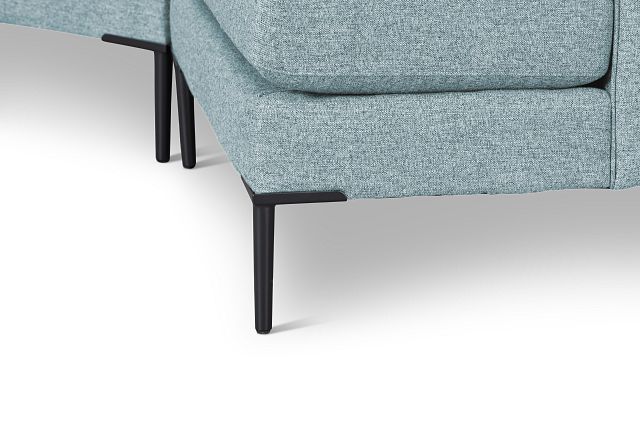 Morgan Teal Fabric Right-arm Cuddler Sectional With Metal Legs