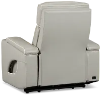 Nova Light Gray Lthr/vinyl Power Recliner W/ Massage