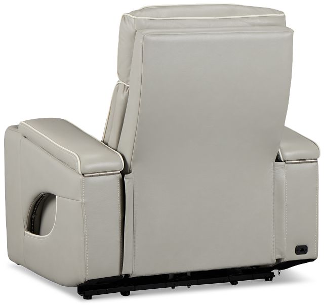 Nova Light Gray Lthr/vinyl Power Recliner W/ Massage