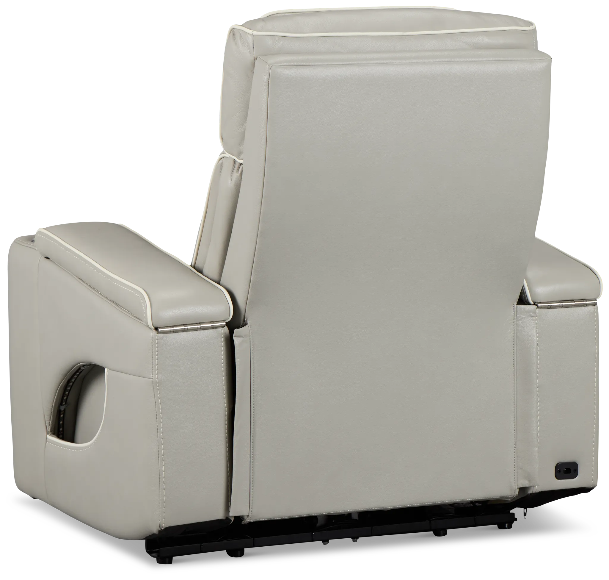 Nova Light Gray Lthr/vinyl Power Recliner W/ Massage