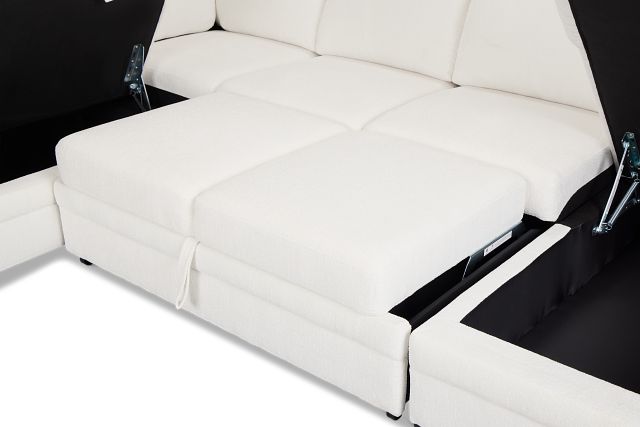 Everly White Fabric Medium Right Chaise Storage Sectional