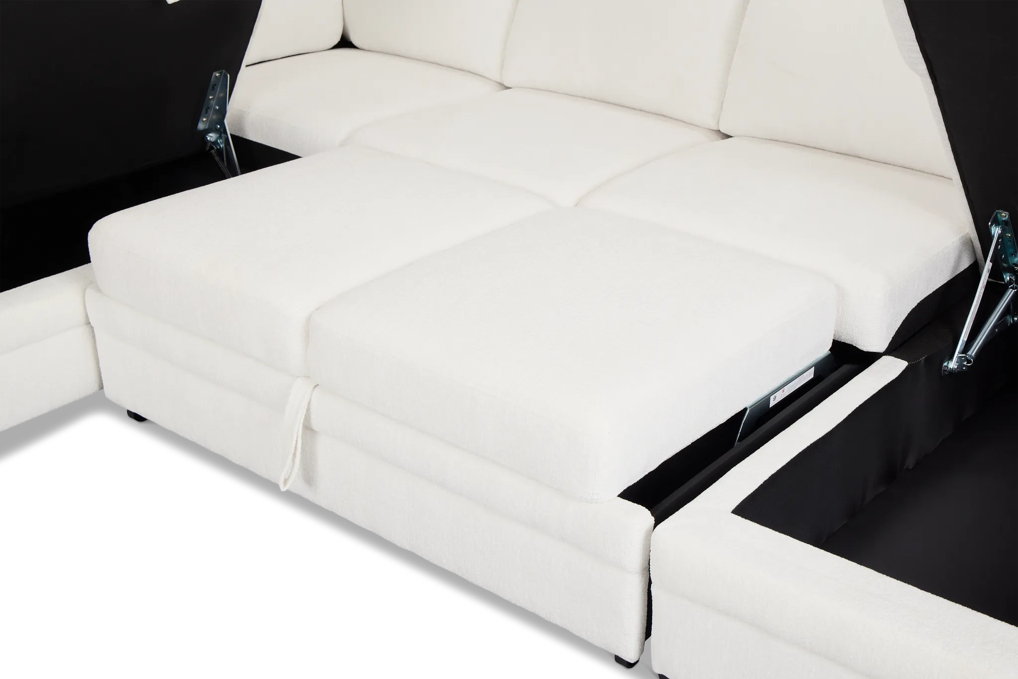 Everly White Fabric Medium Right Chaise Storage Sectional