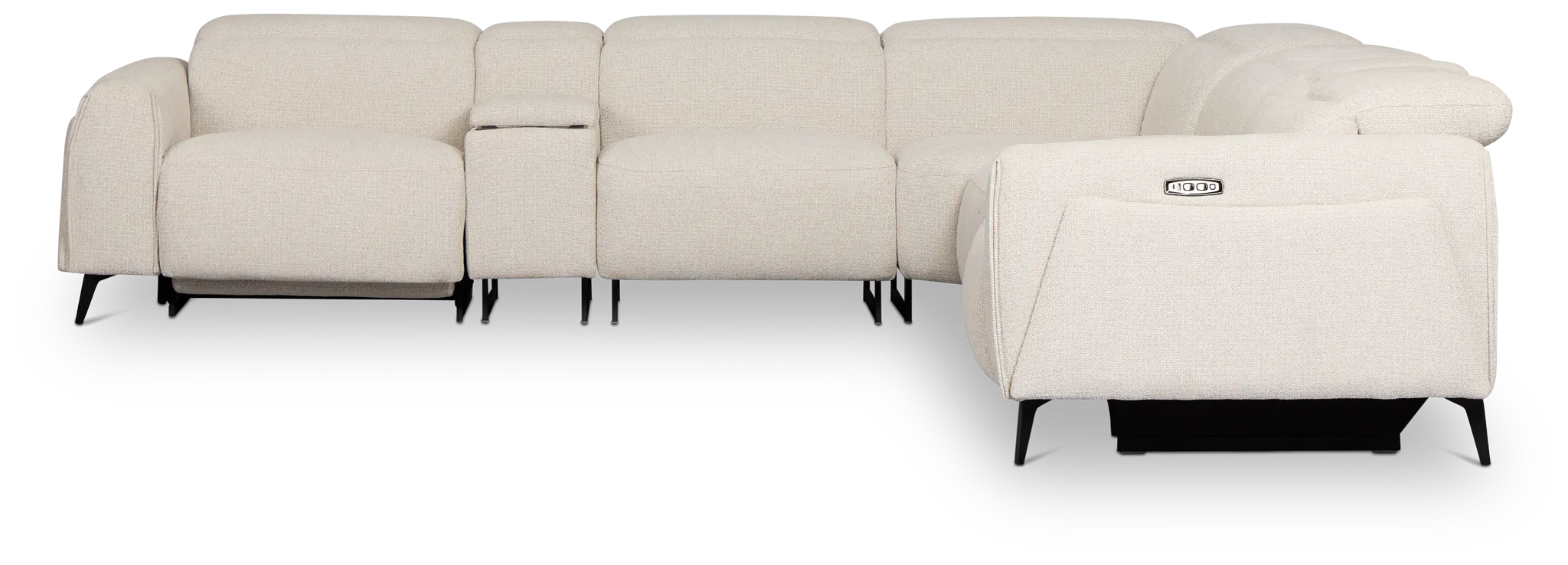 Reyna Light Beige Fabric Large Triple Power Reclining Two-arm Sectional