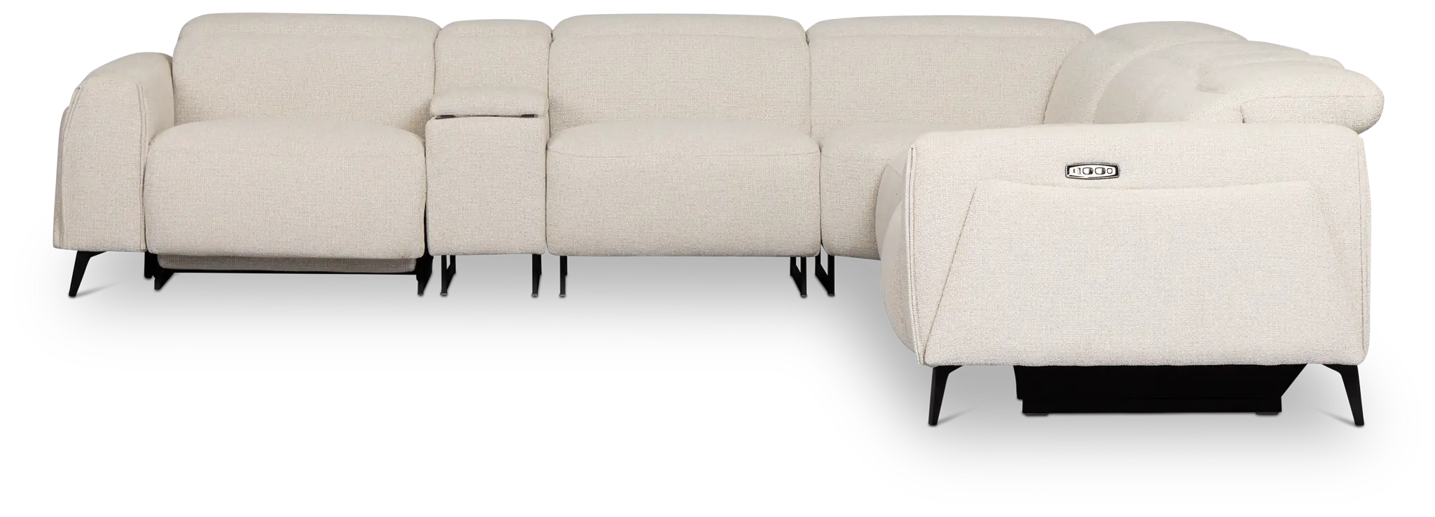 Reyna Light Beige Fabric Large Triple Power Reclining Two-arm Sectional Reyna Light Beige Fabric Large Triple Power Reclining Two-arm Sectional