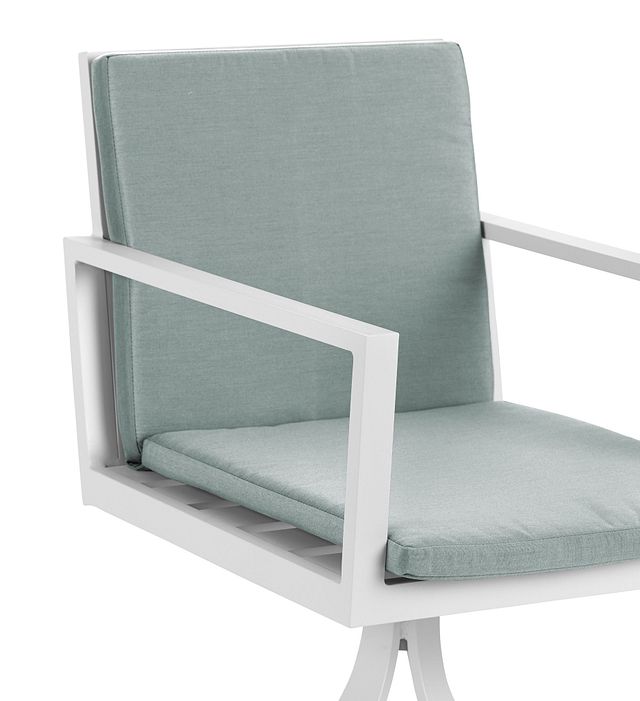 Linear White Teal Swivel Chair