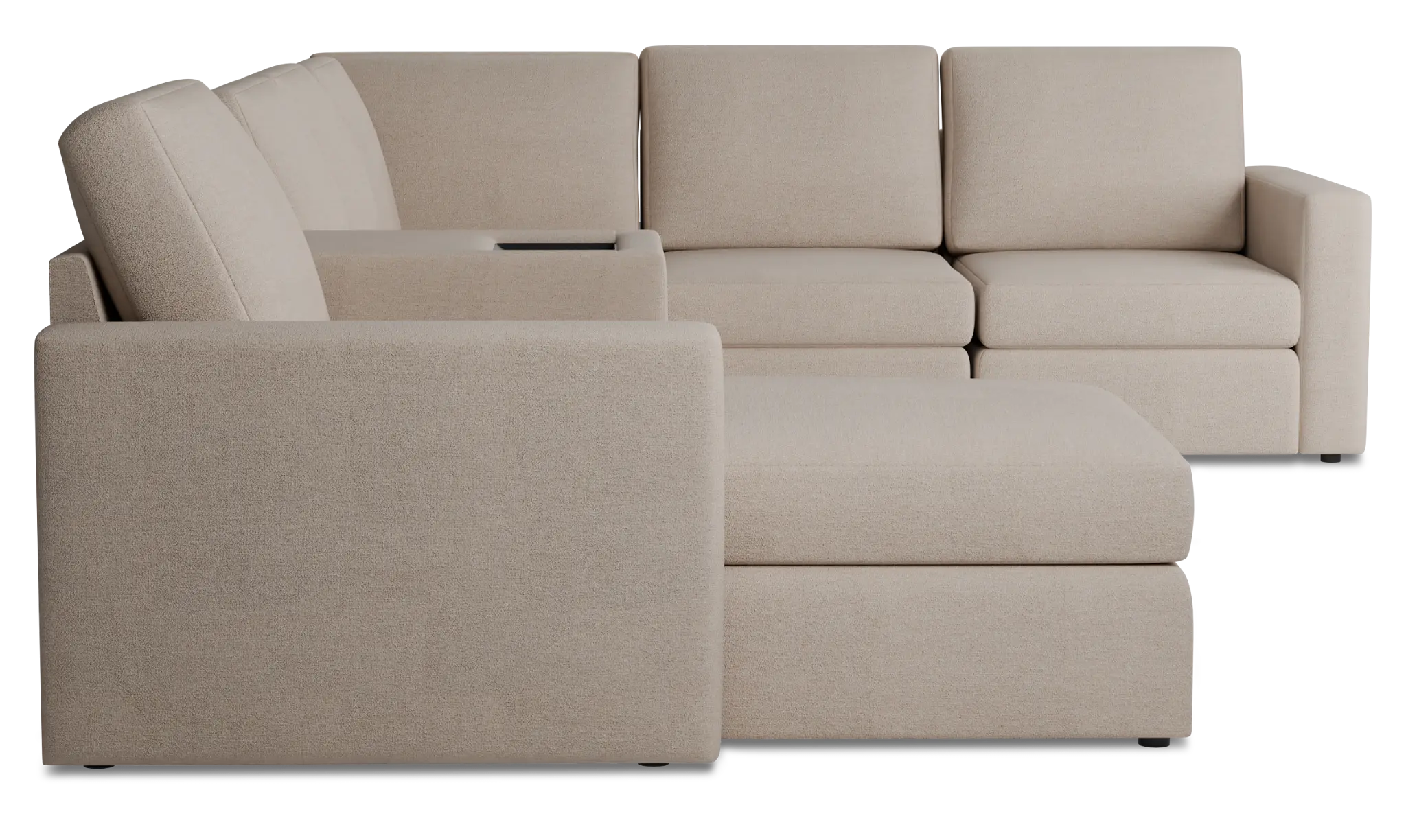 Citymod Beige Fabric Large Left Chaise Sectional With Storage Console Citymod Beige Fabric Large Left Chaise Sectional With Storage Console