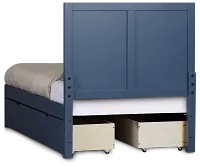 Charleston Dark Blue Panel Bed With 4 Storage Drawers