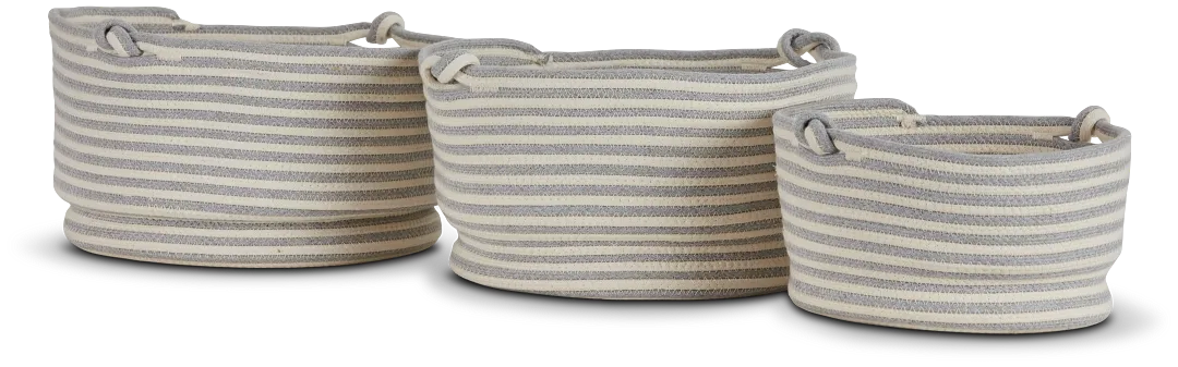 August Blue Set Of 3 Basket