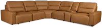 Rudy Brown Lthr/vinyl Medium Tri Power 2 Arm Extension Chaise Sectional