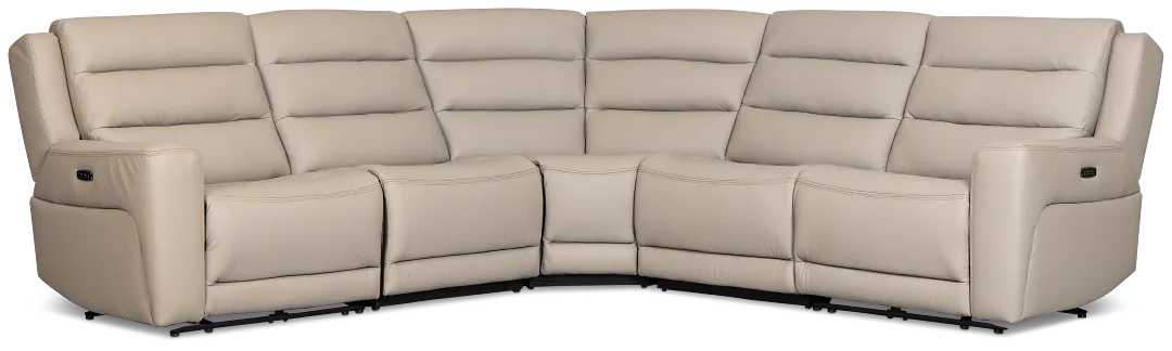 Wilder Taupe Leather Small Dual Power Reclining Two-arm Sectional
