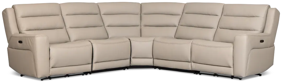 Wilder Taupe Leather Small Dual Power Reclining Two-arm Sectional Wilder Taupe Leather Small Dual Power Reclining Two-arm Sectional