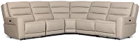 Wilder Taupe Leather Small Dual Power Reclining Two-arm Sectional