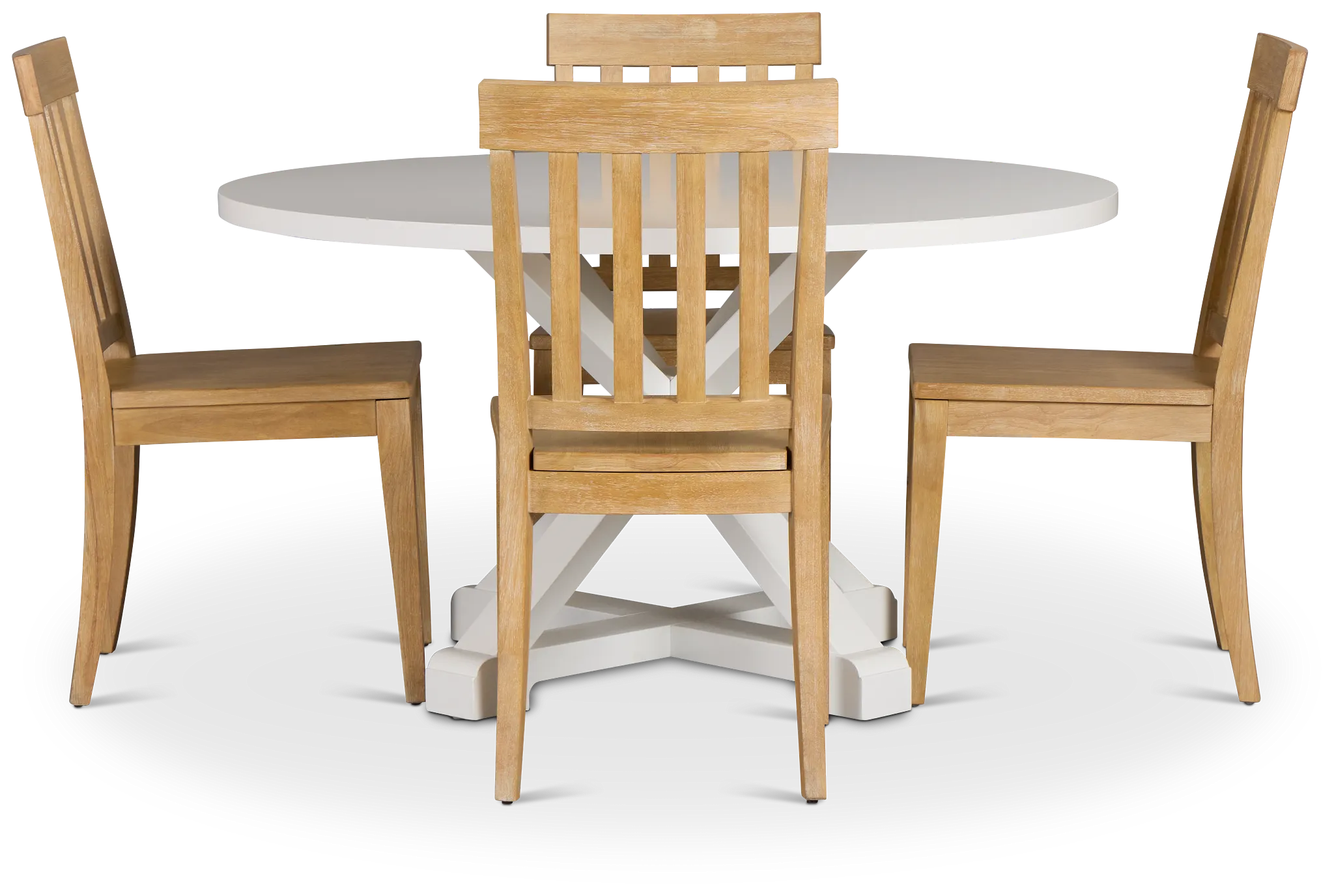 Nantucket White Round Table & 4 Light Tone Chairs