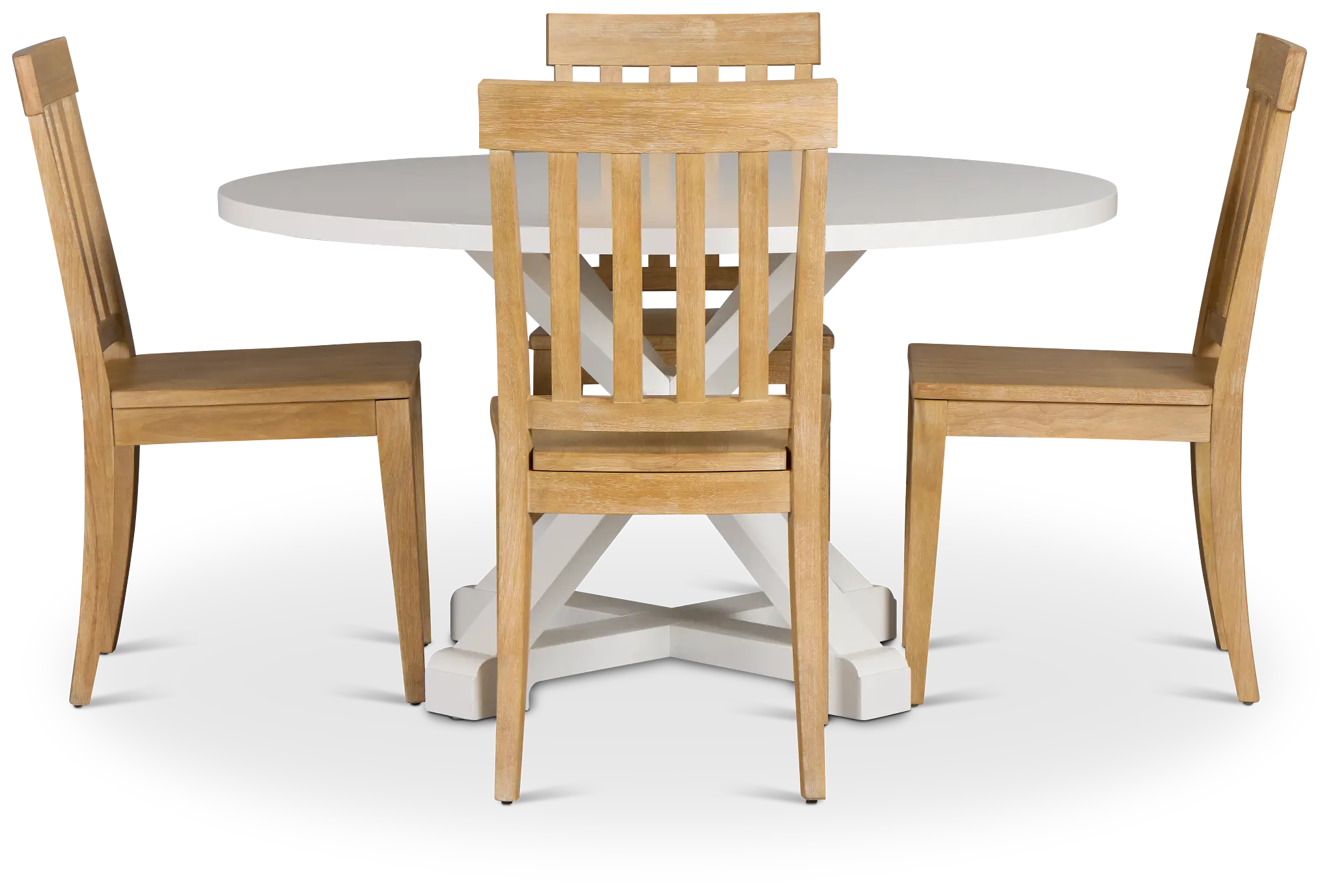 Nantucket White Round Table & 4 Light Tone Chairs Nantucket White Round Table & 4 Light Tone Chairs