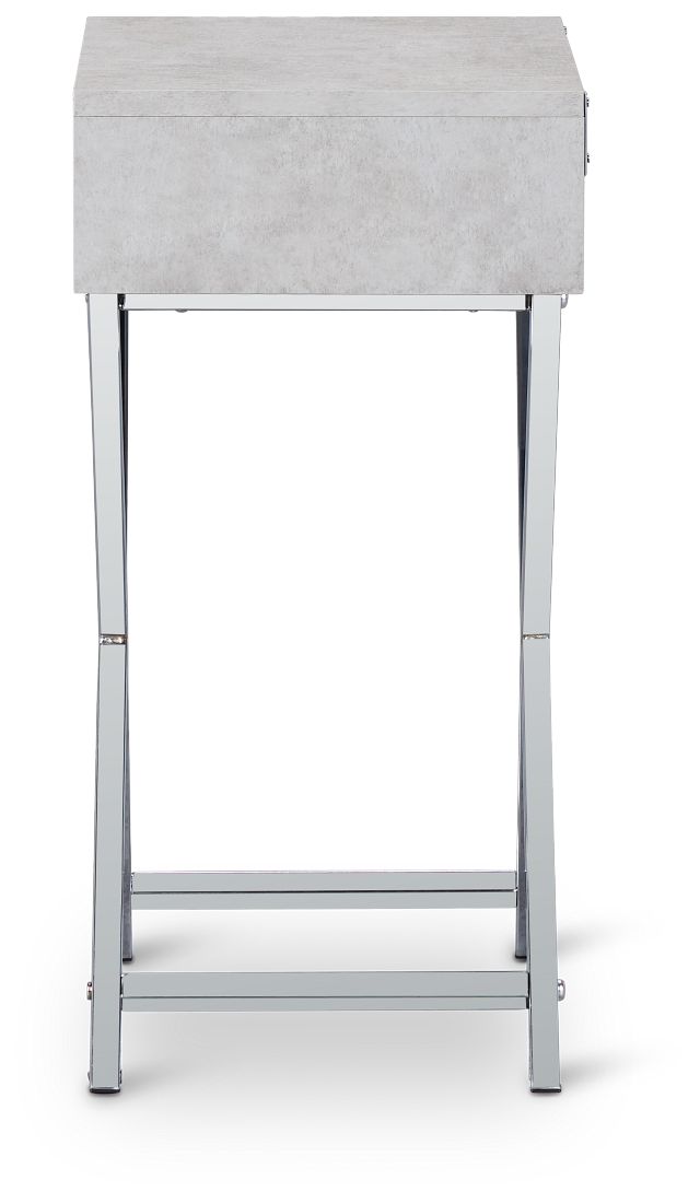 Erie Light Gray Chrome Nightstand