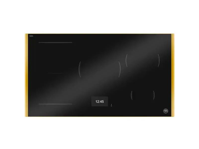 Bertazzoni Black Glass Tft Display & Metal Frame Gold 36" Induction Cook Top