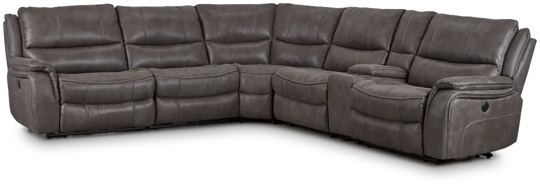 Dober Dark Gray Micro Medium Dual Power 2-arm Reclining Sectional