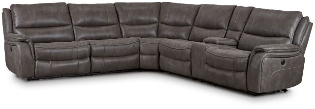 Dober Dark Gray Micro Medium Dual Power 2-arm Reclining Sectional