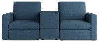 Citymod Blue Fabric 3-piece Modular Sofa With Storage Console