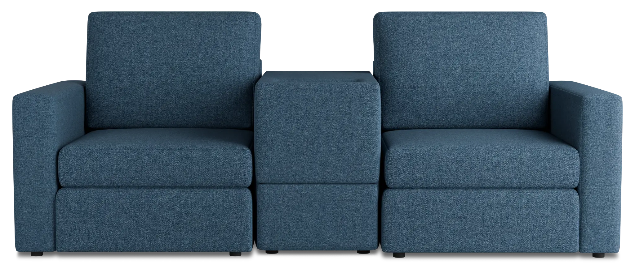 Citymod Blue Fabric 3-piece Modular Sofa With Storage Console Citymod Blue Fabric 3-piece Modular Sofa With Storage Console