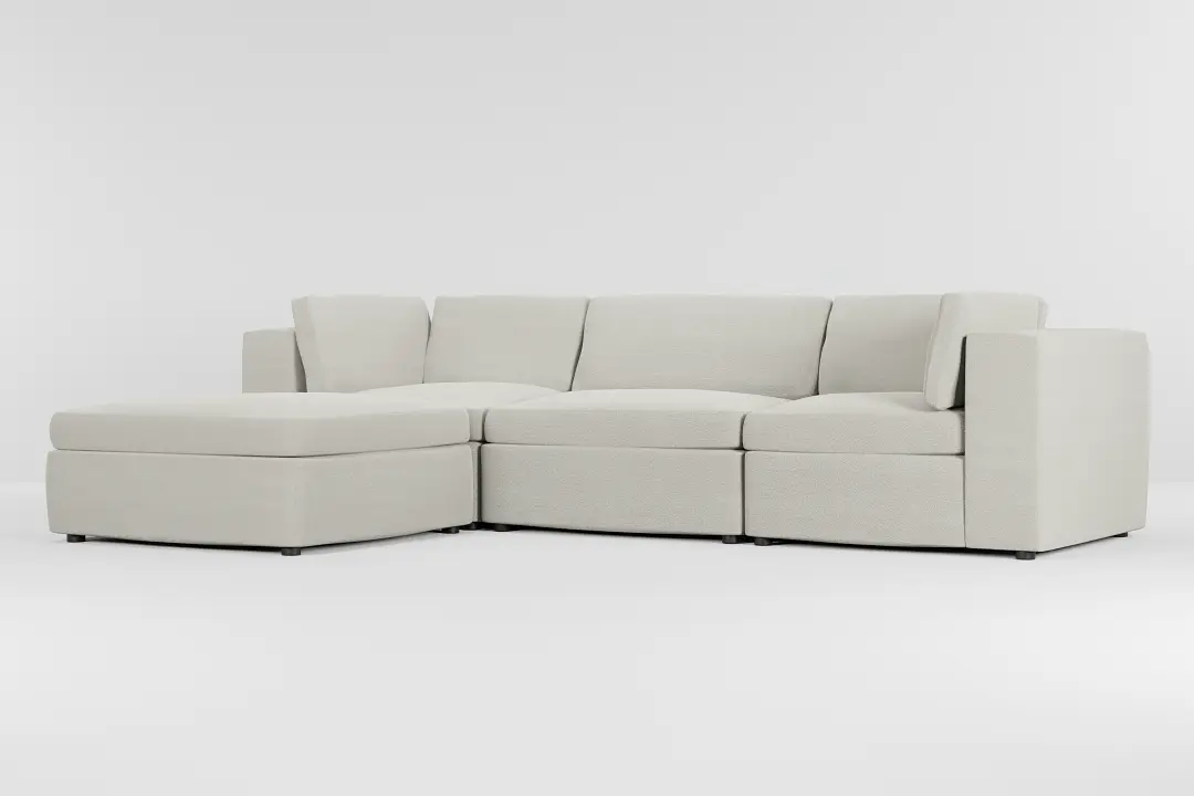 Destin Elite Ivory Fabric 4-piece Bumper Sectional Destin Elite Ivory Fabric 4-piece Bumper Sectional