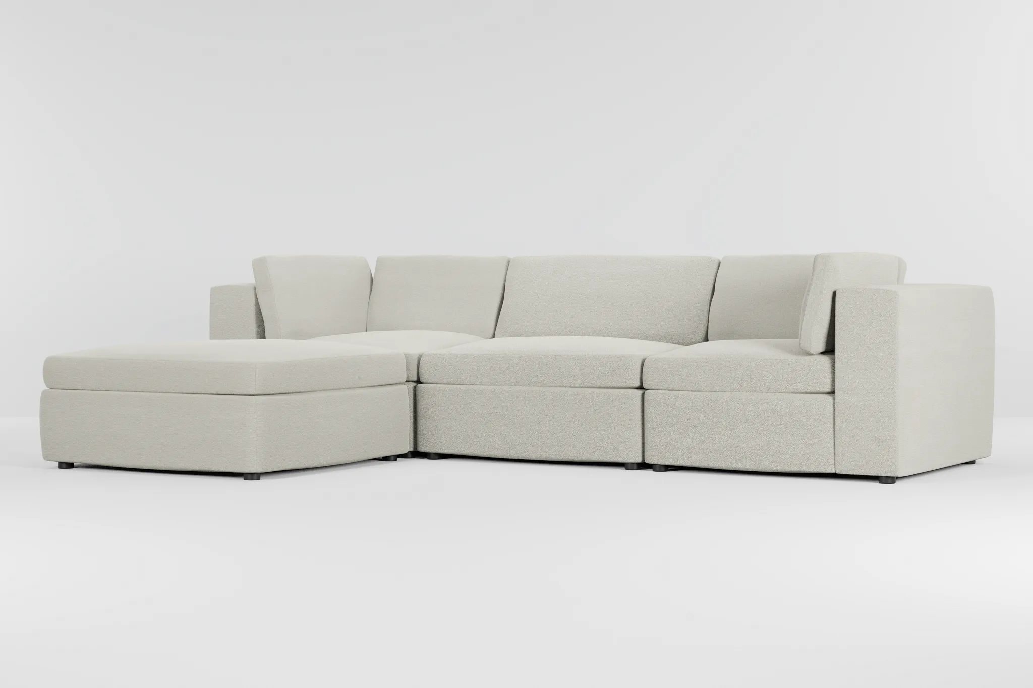 Destin Elite Ivory Fabric 4-piece Bumper Sectional