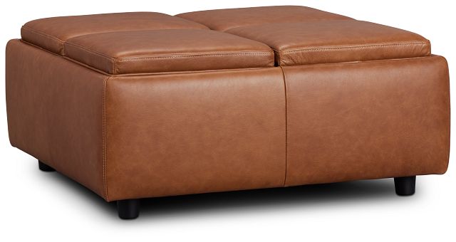 Yvonne Brown Leather Storage Accent Ottoman
