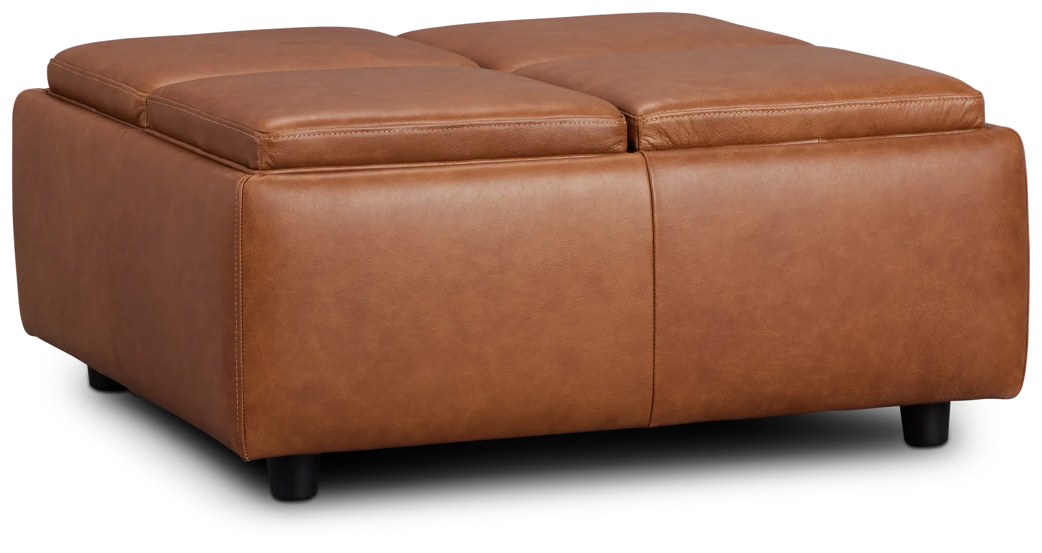 Yvonne Brown Leather Storage Accent Ottoman