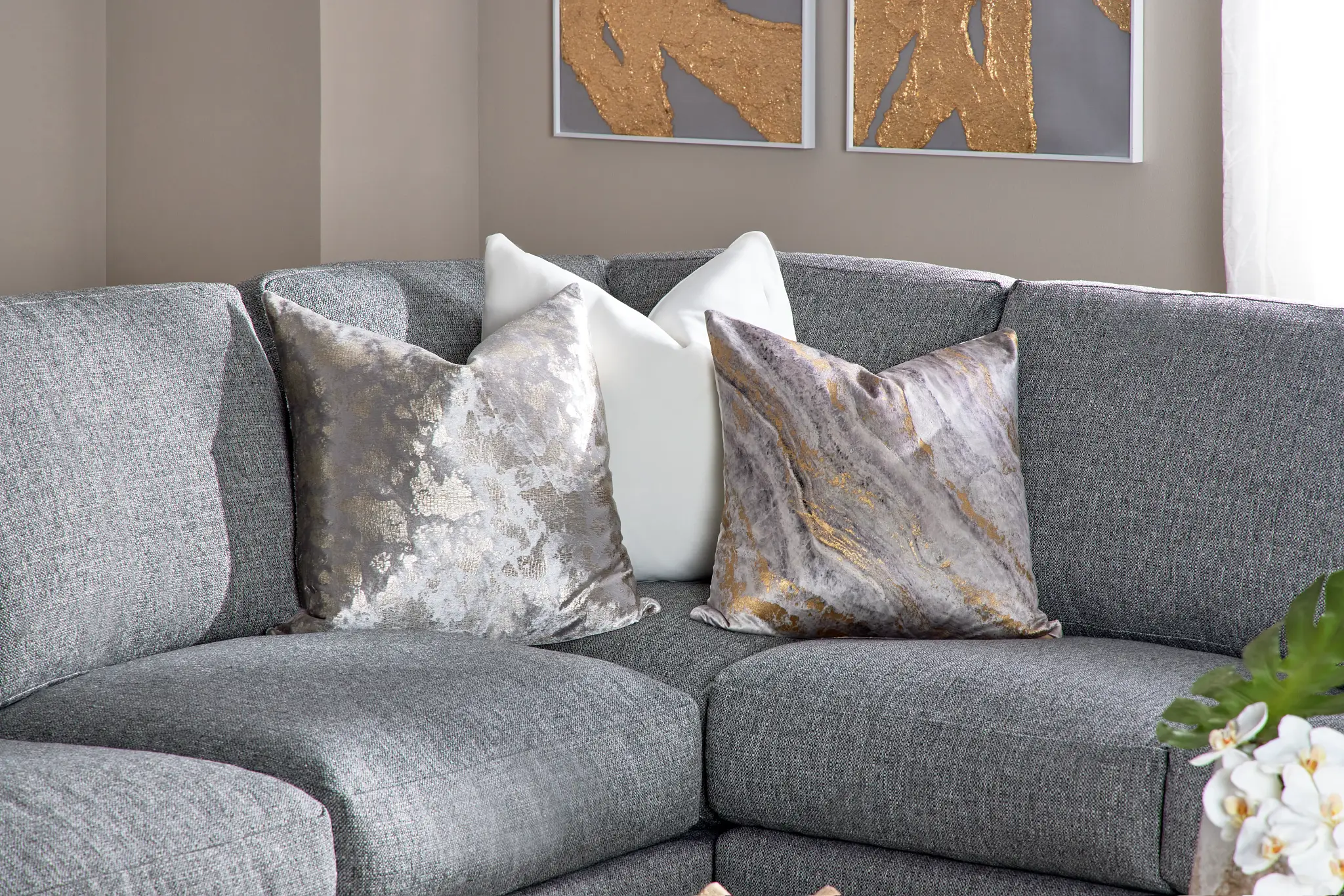 Veronica Dark Gray Down Large Right Chaise Sectional Veronica Dark Gray Down Large Right Chaise Sectional